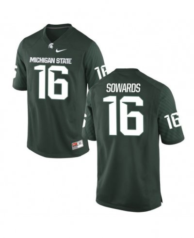 Men's Michigan State Spartans NCAA #16 Brandon Sowards Green Authentic Nike Stitched College Football Jersey SX32H47AZ